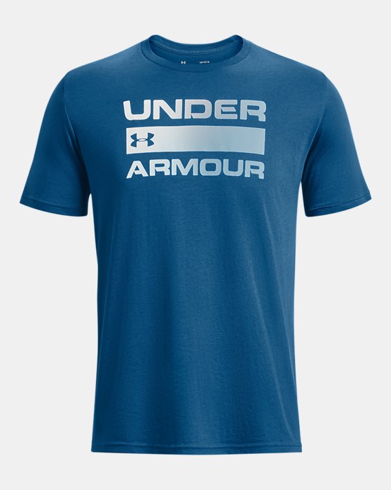 Men's UA Team Issue Wordmark Short Sleeve, Blue, pdpMainDesktop image number 4